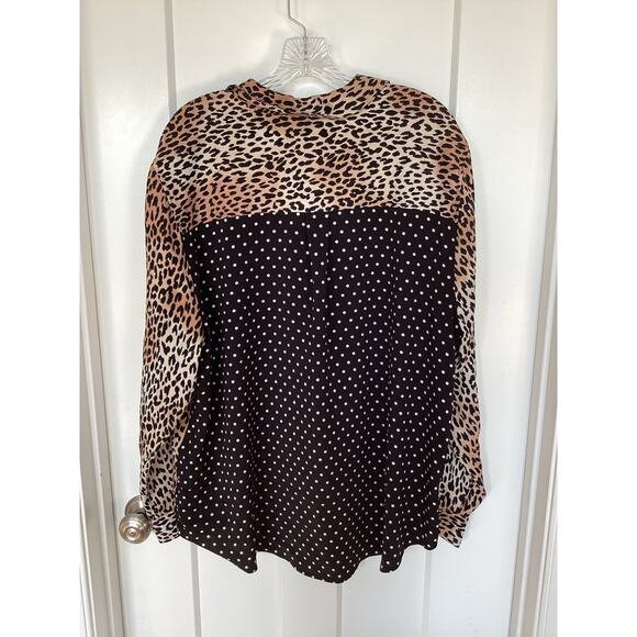 Chico’s Women's Animal Print Roll-Tab Sleeve Blouse Top Black Brown Size 4 (xl) - Picture 6 of 9